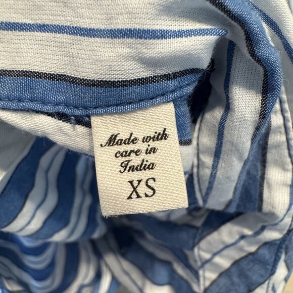 Doen Blue White Striped Button Front Shirt Women's Size X-Small XS - Picture 5 of 5